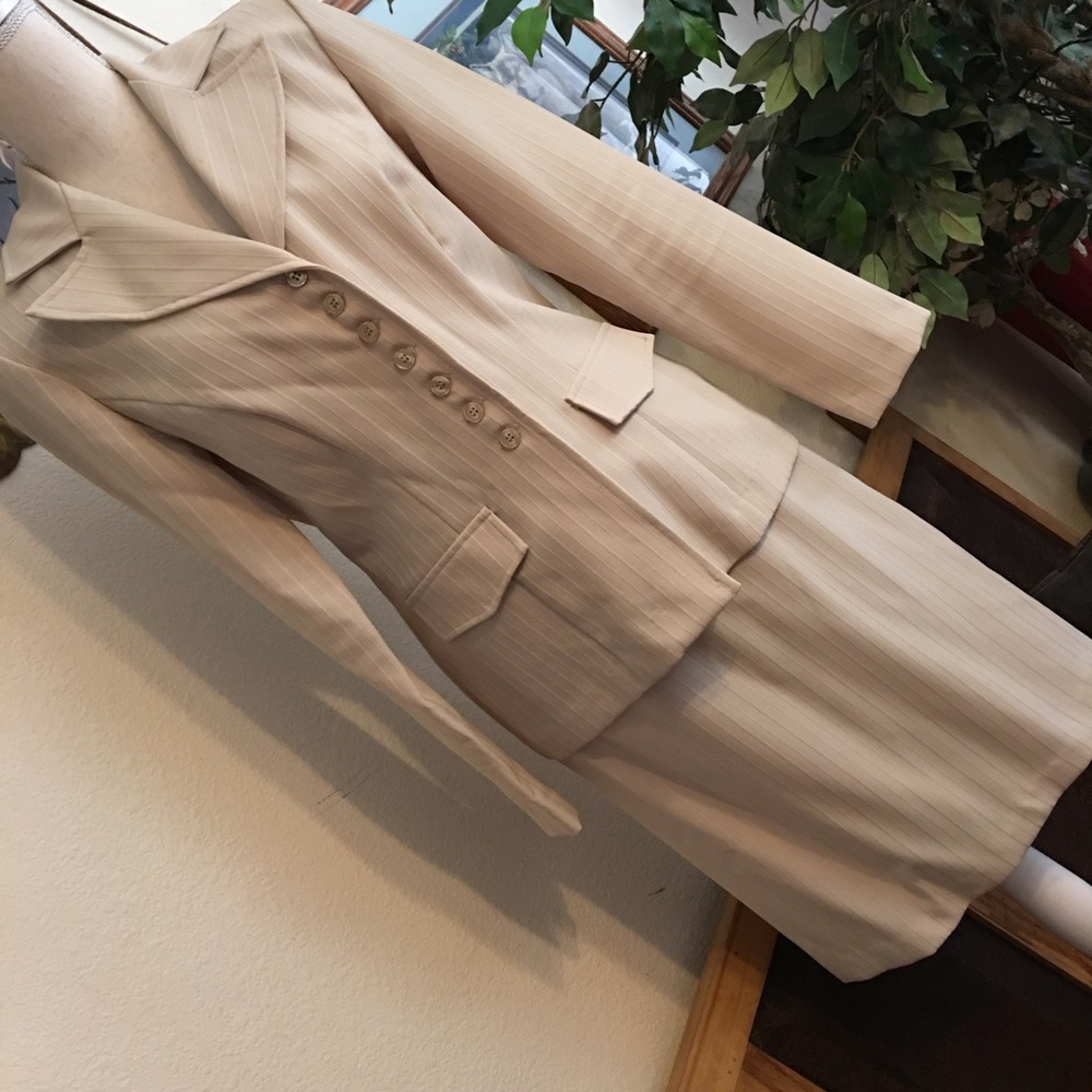 Lew Magram tan professional career skirt suit 6